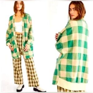Free People green plaid benji cardi